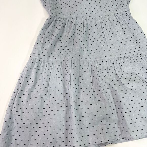 Sim & Sam Dress Women Large Sleeveless Blue Dash Print Lined Summer Bow Mini - Picture 2 of 11